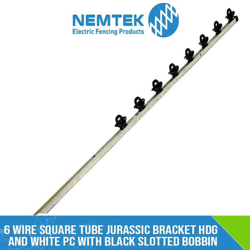 6- Wire Square Tube Jurassic Bracket HDG and White PC with White Slotted Bobbin Angled