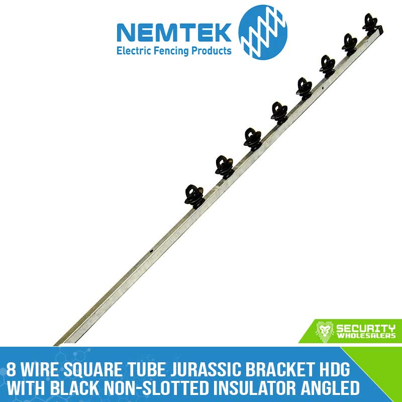 8--- Wire Square Tube Jurassic bracket HDG with Black Non-Slotted Insulator Angled – MTO