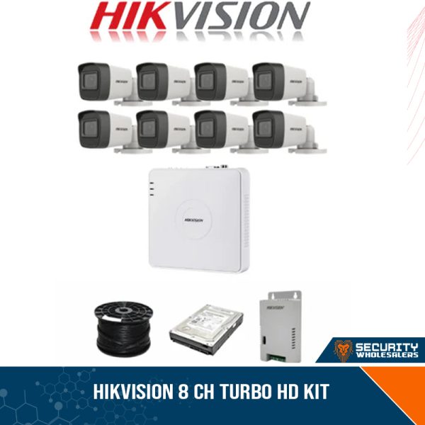 HikVision 8 Ch Turbo HD Kit - Embedded DVR - 8 x HD1080P Camera - 20M Night vision - 1TB HD - 100m Cable
