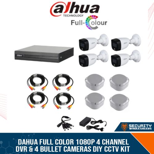 Dahua FULL COLOR 1080P 4 Channel DVR & 4 Bullet Cameras DIY CCTV KIT