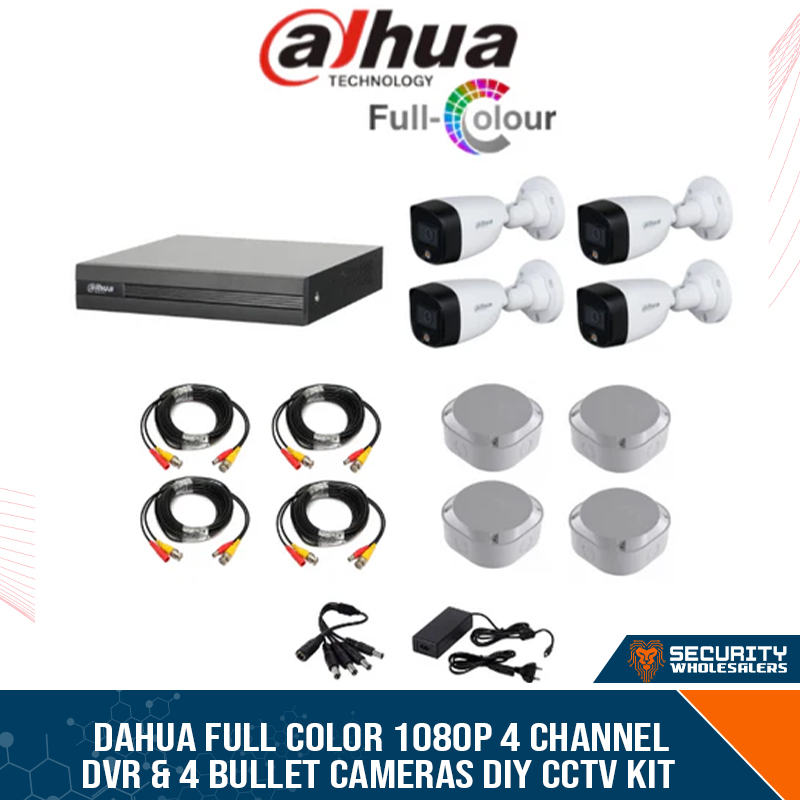 Dahua FULL COLOR 1080P 4 Channel DVR & 4 Bullet Cameras DIY CCTV KIT
