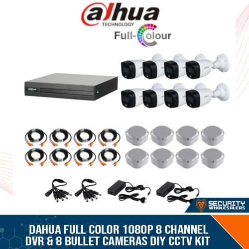 Dahua FULL COLOR 1080P 8 Channel DVR & 8 Bullet Cameras DIY CCTV KIT