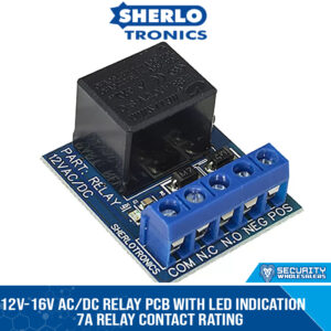 12V-16V Ac/Dc Relay PCB With LED Indication 7A Relay Contact Rating