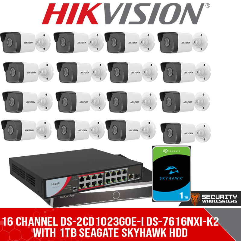 16 CHANNEL DS-2CD1023G0E-I DS-7616NXI-K2 WITH 1TB SEAGATE SKYHAWK HDD