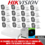 COLORVU 16 CHANNEL DS-2CE10DF0T-F DS-7116HGHI-M1 WITH 1TB SEAGATE SKYHAWK HDD