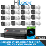 16 CHANNEL KIT  NVR-116MH-C IPC-B121H-C WITH 1TB SEAGATE SKYHAWK HDD