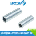 16mm Tinned Copper Ferrules (bag of 100) [EA-F16]