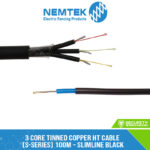3 Core Tinned Copper HT Cable (S-series) 100m – Slimline Black [EH-3BS100]