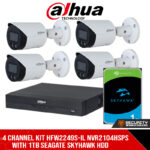 DAHUA 4 CHANNEL KIT HFW2249S-S-IL NVR2104HSPS WITH 1TB SEAGATE SKYHAWK HDD