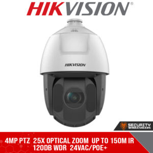 4MP PTZ  25x optical zoom 150m IR  AcuSense VCA 120dB WDR  24VAC/POE+  (DS-2DE5425IWG-E(B))