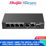 6-Port Gigabit Smart POE Switch, 4 PoE/POE+ Ports with 2 Gigabit RJ45 uplink ports, 54W PoE power budget, Desktop Steel Case