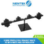 6 Wire Profile Pole Bracket White PC with White Nail-On Insulator [EP-6W]