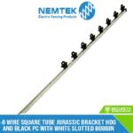 6 Wire Square Tube Jurassic Bracket HDG and White PC with White Slotted Bobbin Straight [ESQJ-6HDWS/PC/S]