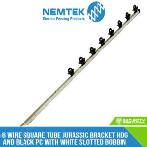 6 Wire Square Tube Jurassic Bracket HDG and White PC with White Slotted Bobbin Straight [ESQJ-6HDWS/PC/S]