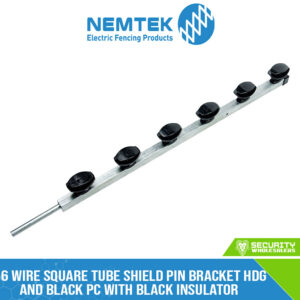 6 Wire Square Tube Shield Pin Bracket HDG and Black PC with Black Insulator [ESQR-6HDPCB]