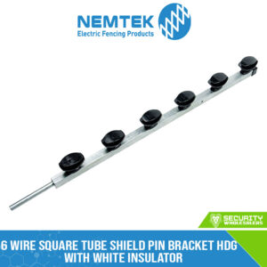 6 Wire Square Tube Shield Pin Bracket HDG with White Insulator [ESQR-6HDW]