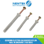 6x60mm Electro Galvanised Nylon Nail In Anchors (100 box)[EA-660]