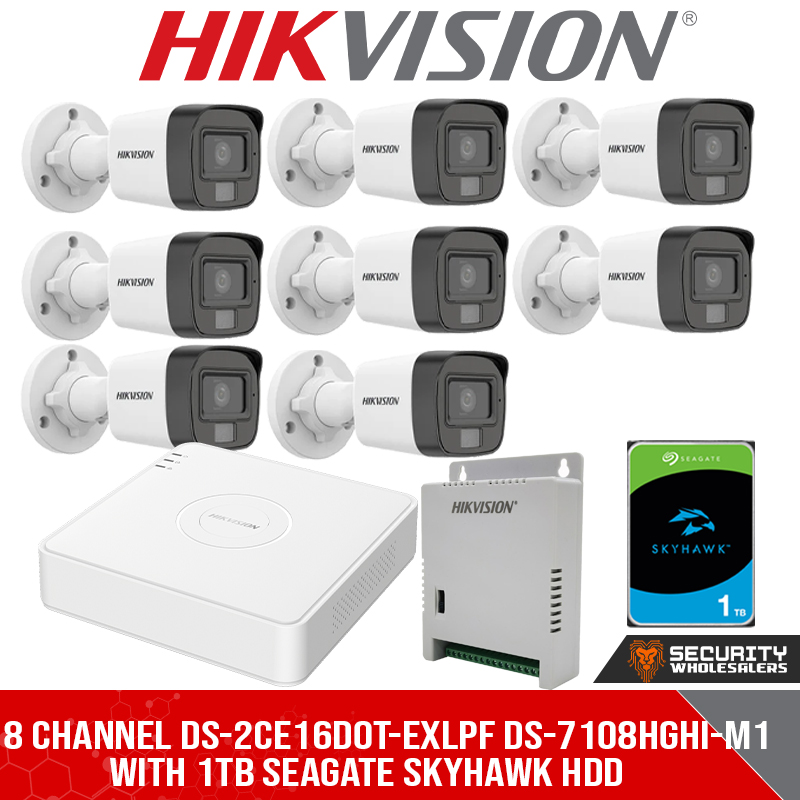 8 CHANNEL DS-2CE16D0T-EXLPF DS-7108HGHI-M1 WITH 1TB SEAGATE SKYHAWK HDD