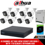 FULL-COLOR 8 CHANNEL KIT HAC-HFW1209CP XVR1B08-I WITH 1TB SEAGATE SKYHAWK HDD