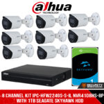 8 CHANNEL KIT IPC-HFW2249S-S-IL NVR4108HS-8P-4KS3 WITH 1TB SEAGATE SKYHAWK HDD