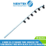 8 Wire (6+2) Square Tube Jurassic Top Tend Bracket HDG with Black Slotted Insulator [ESQJ-8BTAHD/S]