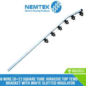 8 Wire (6+2) Square Tube Jurassic Top Tend Bracket with White Slotted Insulator [ESQJ-8WTAHD/S]