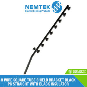 8 Wire Square Tube Shield Bracket Black PC Straight with Black Insulator [ESQS-8B]