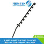 8 Wire Square Tube Shield Bracket HDG Angled with Black Insulator  [ESQS-8HDBA]