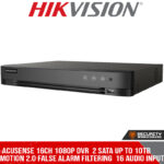 AcuSense 16ch 1080p DVR 2 SATA 12TB supports 4ch facial recognition or 8ch advanced perimeter VCA or 16ch Motion 2.0 (IDS-7216HQHI-M2/XT)