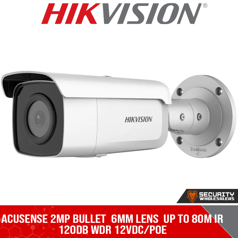 AcuSense 2MP bullet 6mm lens up to 80m IR 120dB WDR 12VDC/POE (DS-2CD2T26G2-4I (6MM)_C)