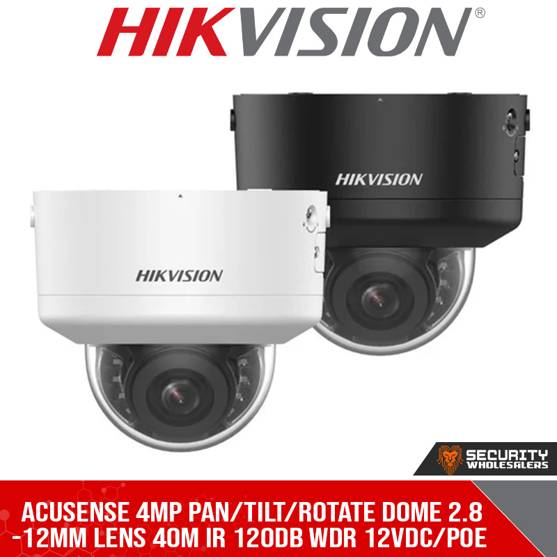 AcuSense 4MP Pan/Tilt/Rotate dome 2.8-12mm lens 40m IR 120dB WDR 12VDC/POE (DS-2CD2746G2H-IPTRZS 2.8-12mm)