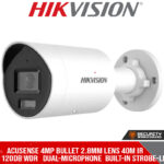 AcuSense 4MP bullet 2.8mm lens 40m IR  120dB WDR   dual-microphone  built-in strobe-light & siren 12VDC/POE (DS-2CD2046G2H-I2U/SL 2.8MM)