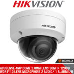 AcuSense 4MP dome 2.8mm lens 30m IR 120dB WDR F1.0 lens microphone 2 audio/ 1 alarm I/O  12VDC/POE (DS-2CD2146G2H-ISU 2.8MM)