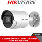 AcuSense 8MP bullet 2.8mm lens 40m IR  120dB WDR 12VDC/POE (DS-2CD2086G2-I 2.8MM_C)