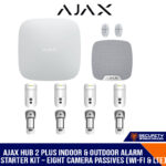 AJAX HUB 2 PLUS INDOOR & OUTDOOR ALARM STARTER KIT – EIGHT CAMERA PASSIVES (WI-FI & LTE)