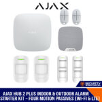AJAX HUB 2 PLUS INDOOR & OUTDOOR ALARM STARTER KIT – FOUR MOTION PASSIVES (WI-FI & LTE)