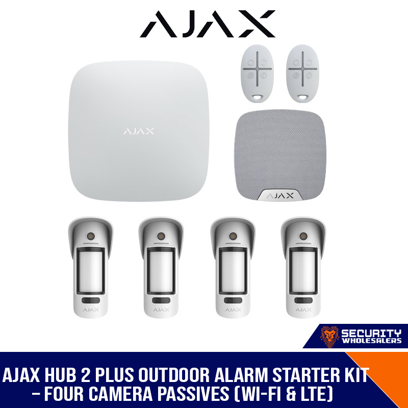 AJAX HUB 2 PLUS OUTDOOR ALARM STARTER KIT – FOUR CAMERA PASSIVES (WI-FI & LTE)