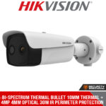 Bi-spectrum thermal bullet 10mm thermal + 4MP 4mm optical 30m IR perimeter protection VCA  Fire detection VCA  12VDC/24VAC/POE (DS-2TD2637-10/QY)