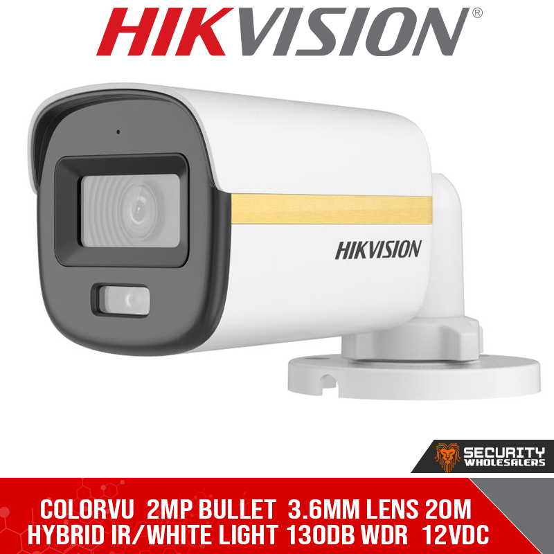 ColorVu 2MP bullet 3.6mm lens 20m hybrid IR/white light 130dB WDR 12VDC (DS-2CE10DF3T-LFS 3.6MM)