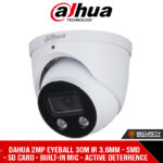 Dahua 2MP Eyeball 30m IR 3.6mm - SMD - SD Card - Built-in Mic - Active Deterrence (DH-IPC-HDW5241H-ASE-PV_3.6mm)