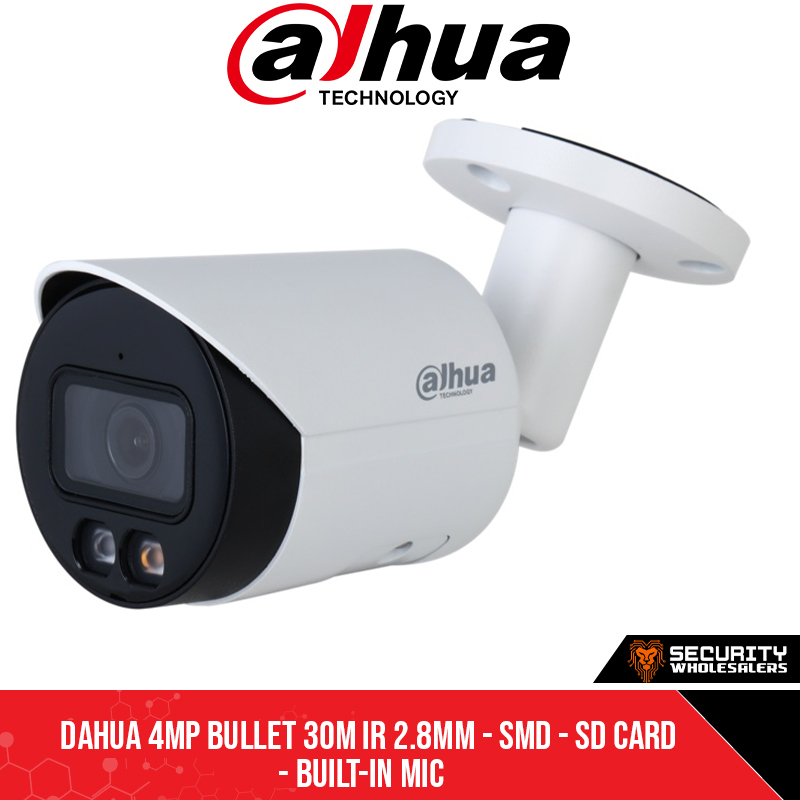 Dahua 4MP Bullet 30m IR 2.8mm - SMD - SD Card - Built-in Mic (DH-IPC-HFW2449S-S-IL_2.8mm)