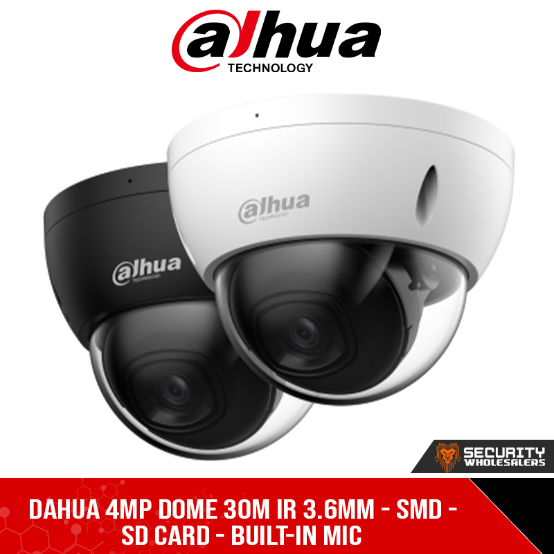 Dahua 4MP Dome 30m IR 3.6mm - SMD - SD Card - Built-in Mic (DH-IPC-HDBW2441E-S_3.6mm)