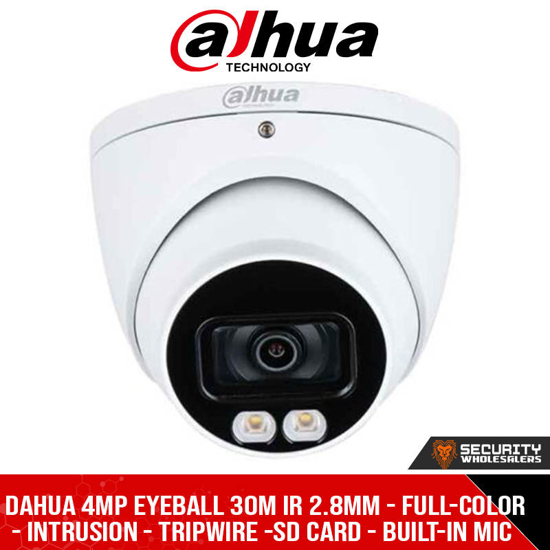 Dahua 4MP Eyeball 30m IR 2.8mm - Full-color - Intrusion - Tripwire -SD Card - Built-in Mic (DH-IPC-HDW2439T-AS-LED-S2_2.8mm)