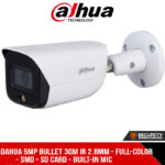 Dahua 5MP Bullet 30m IR 2.8mm - Full-color - SMD - SD Card - Built-in Mic (DH-IPC-HFW3549EP-AS-LED_2.8mm)