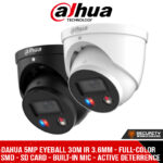 Dahua 5MP Eyeball 30m IR 3.6mm - Full-color - SMD - SD Card - Built-in Mic - Active Deterrence (DH-IPC-HDW3549H-AS-PV_3.6mm)