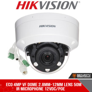 Eco 4MP VF dome 2.8mm-12mm lens 30m IR microphone 12VDC/POE (DS-2CD2741G0-LIZSU 2.8-12mm)