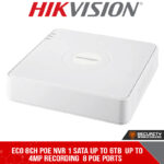 Eco 8ch POE NVR 1 SATA up to 6TB  up to  4MP recording  8 POE ports (DS-7108NI-Q1/8P_C)
