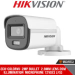 Eco-ColorVu  2MP bullet  2.8mm lens 20m illumination  microphone 12VDC (DS-2CE10DF0T-LFS 2.8mm)