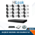 HiLook by Hikvision 16ch ColorVu IP Kit - 16ch NVR - 16 x 2MP IP ColorVu bullet cameras 30m Night vision, 4TB HDD, 305m Cable