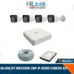HiLook by Hikvision 2MP IP AUDIO camera kit - 8ch NVR with 8 POE - 4 x 2MP IP cameras 30m IR - 1TB HDD - 100m Cat5 cable